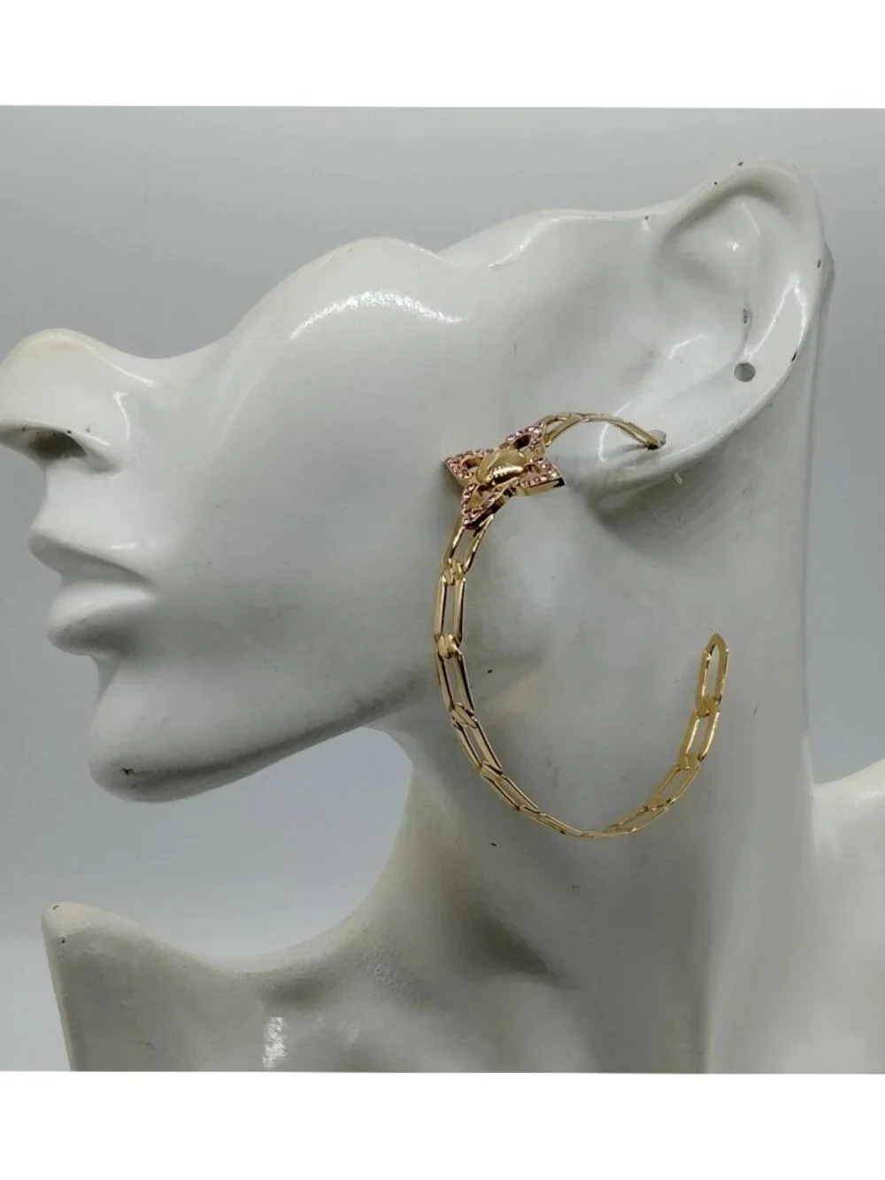 Authentic Louis Vuitton Idylle Blossom Hoop Earrings Gold Tone Crystal Monogram